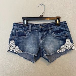Denim Shorts with Lace